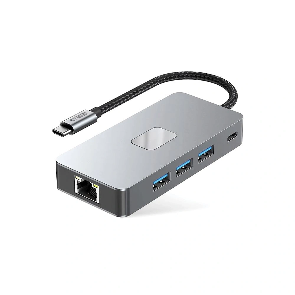 Hurtownia GSM - Tech-Protect HB05 HUB Adapter 9in1 USB-C + USB-A 2.0 + USB-A 3.0 + HDMI 4K60Hz + SD/TF + PD 100W + Ethernet RJ45 1000Mbps Space Grey - THP3863 - {ean13} - Hurt