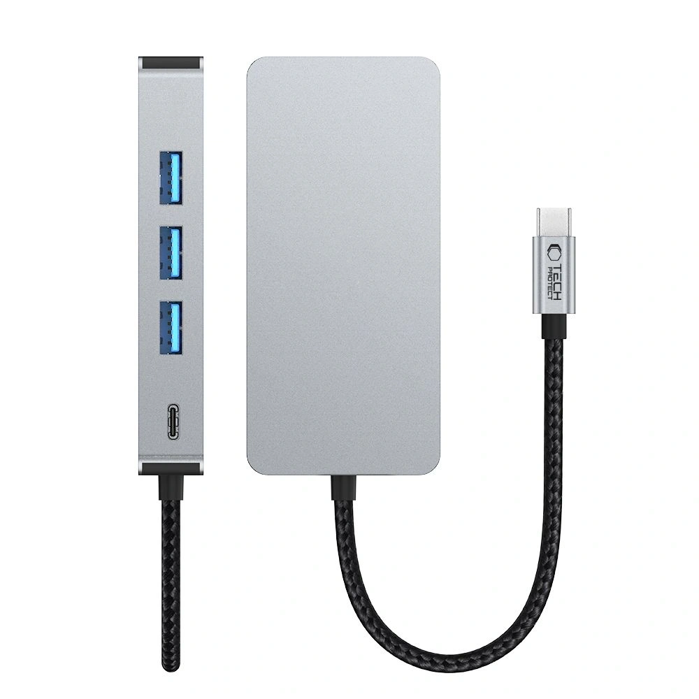 Hurtownia GSM - Tech-Protect HB05 HUB Adapter 9in1 USB-C + USB-A 2.0 + USB-A 3.0 + HDMI 4K60Hz + SD/TF + PD 100W + Ethernet RJ45 1000Mbps Űrszürke - THP3863 - {ean13} - Hurt