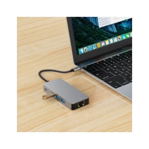 Hurtownia GSM - Tech-Protect HB05 HUB Adapter 9in1 USB-C + USB-A 2.0 + USB-A 3.0 + HDMI 4K60Hz + SD/TF + PD 100W + Ethernet RJ45 1000Mbps Space Grey - THP3863 - {ean13} - Hurt