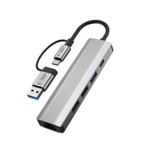 Hurtownia GSM - Tech-Protect HB03 HUB Adapter 5in1 USB-C + USB-A 2.0 + USB-A 3.0 + Ethernet RJ45 Raumgrau - THP3864 - {ean13} - Hurt