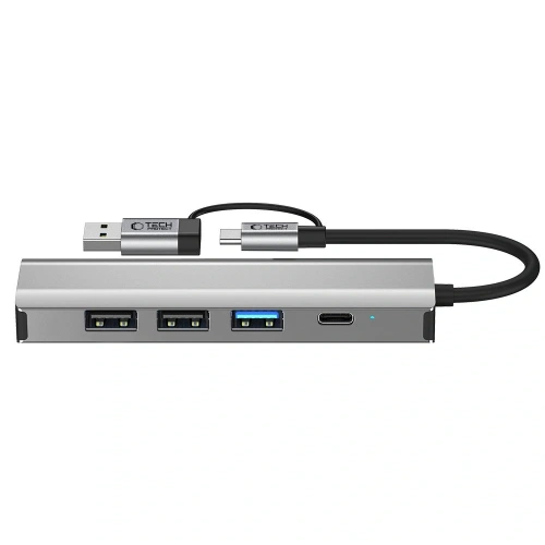 Adapter Tech-Protect HB03 HUB 5in1 USB-C + USB-A 2.0 + USB-A 3.0 + Ethernet RJ45 Space Grey