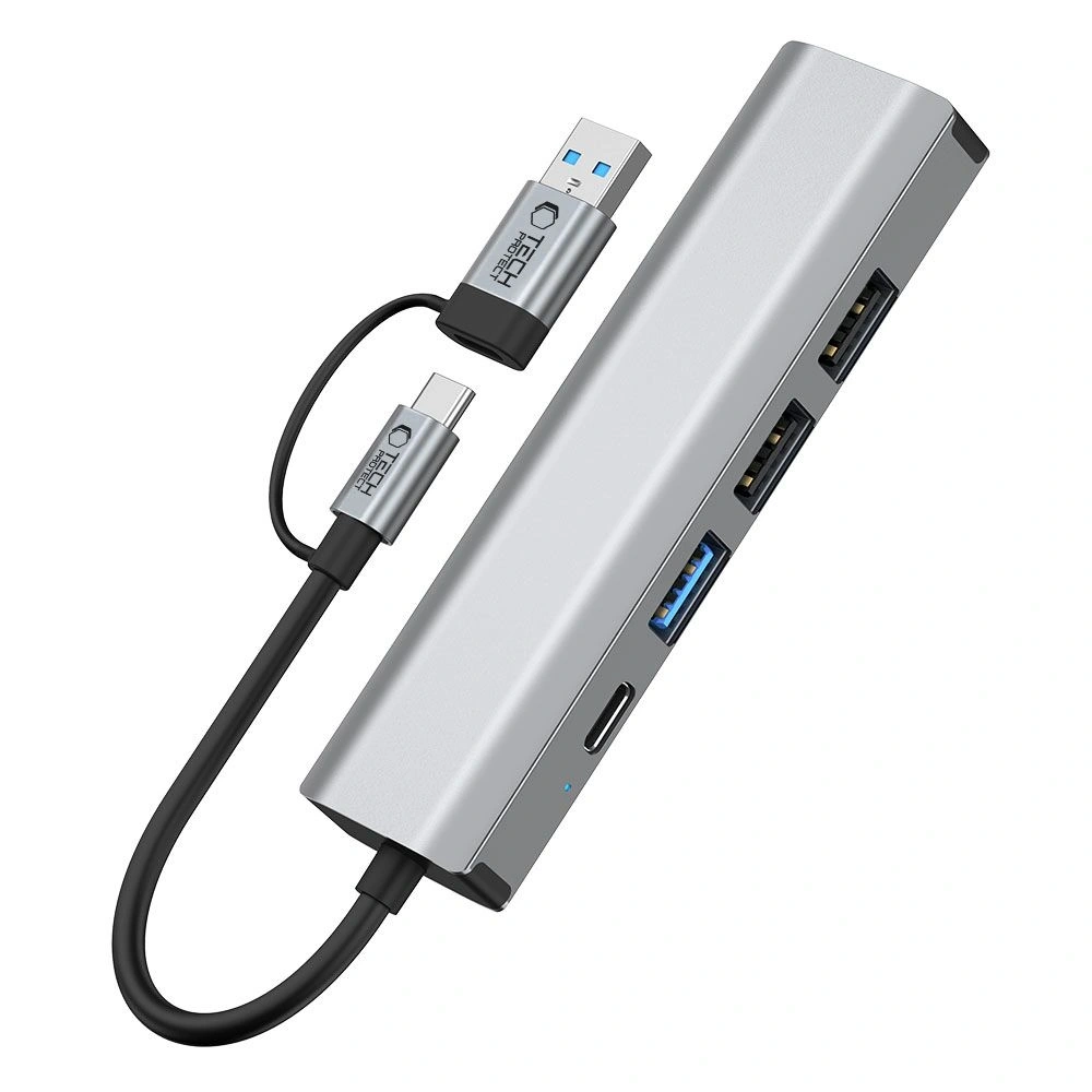 Hurtownia GSM - Tech-Protect HB03 HUB Adapter 5in1 USB-C + USB-A 2.0 + USB-A 3.0 + Ethernet RJ45 Raumgrau - THP3864 - {ean13} - Hurt
