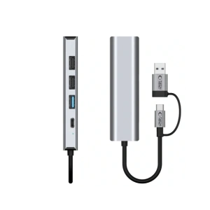 Hurtownia GSM - Tech-Protect HB03 HUB Adapter 5in1 USB-C + USB-A 2.0 + USB-A 3.0 + Ethernet RJ45 Raumgrau - THP3864 - {ean13} - Hurt