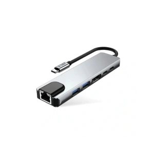 Hurtownia GSM - Tech-Protect HB02 HUB Adapter 6in1 USB-C + USB-A 2.0 + USB-A 3.0 + HDMI 4K30Hz + Ethernet RJ45 + PD 100W Space Grey - THP3865 - {ean13} - Hurt