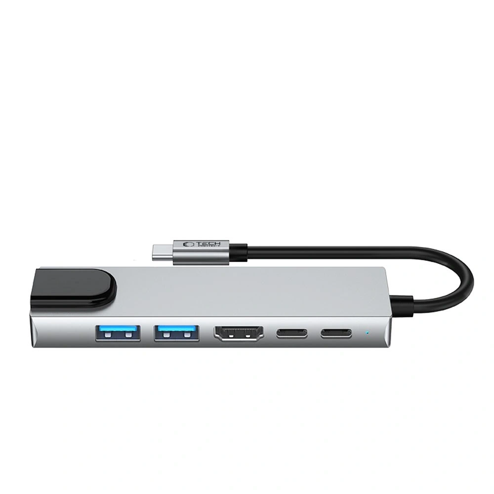 Hurtownia GSM - Tech-Protect HB02 HUB Adapter 6in1 USB-C + USB-A 2.0 + USB-A 3.0 + HDMI 4K30Hz + Ethernet RJ45 + PD 100W Space Grey - THP3865 - {ean13} - Hurt