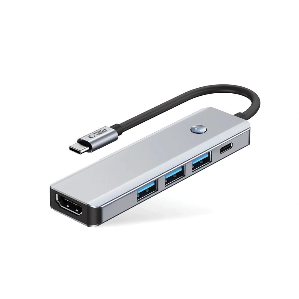 Hurtownia GSM - Adaptér Tech-Protect HB01 HUB 5in1 USB-C + USB-A 3.0 + HDMI 4K60Hz + PD 100W Space Grey - THP3866 - {ean13} - Hurt
