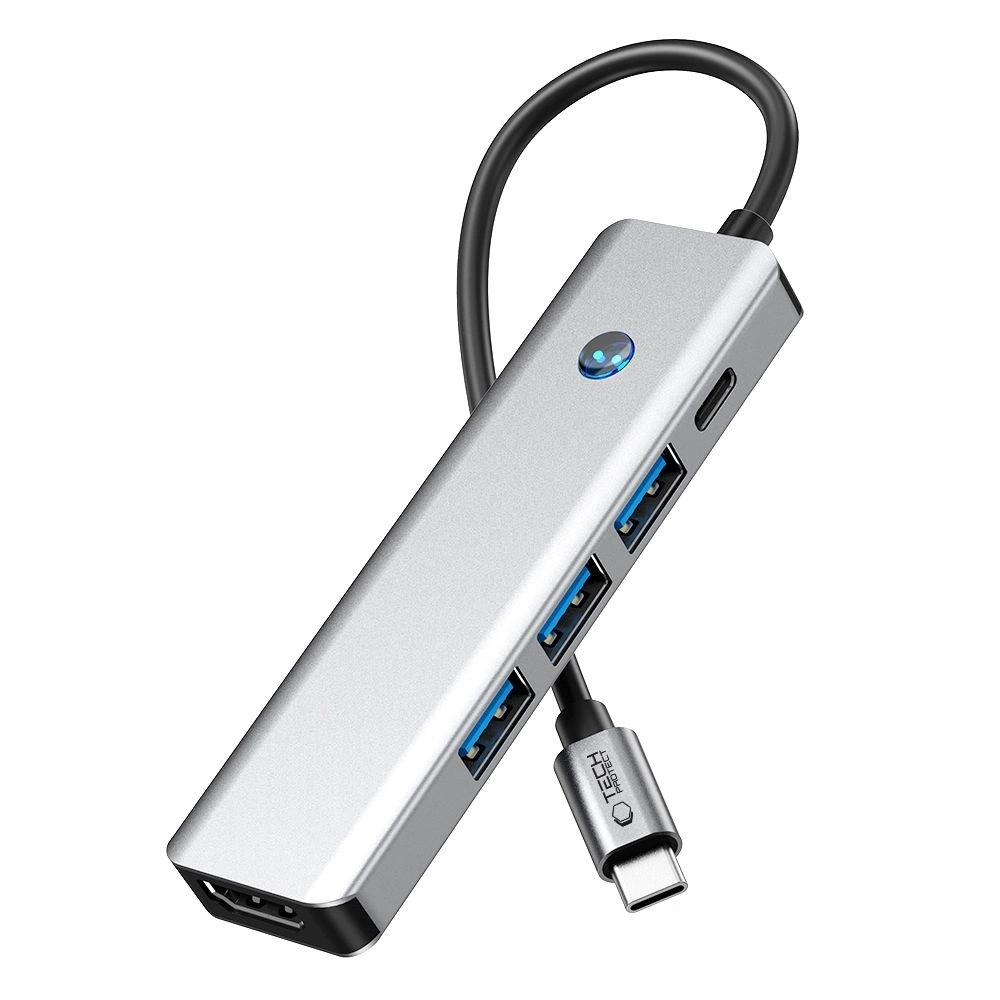 Hurtownia GSM - Adaptér Tech-Protect HB01 HUB 5in1 USB-C + USB-A 3.0 + HDMI 4K60Hz + PD 100W Space Grey - THP3866 - {ean13} - Hurt