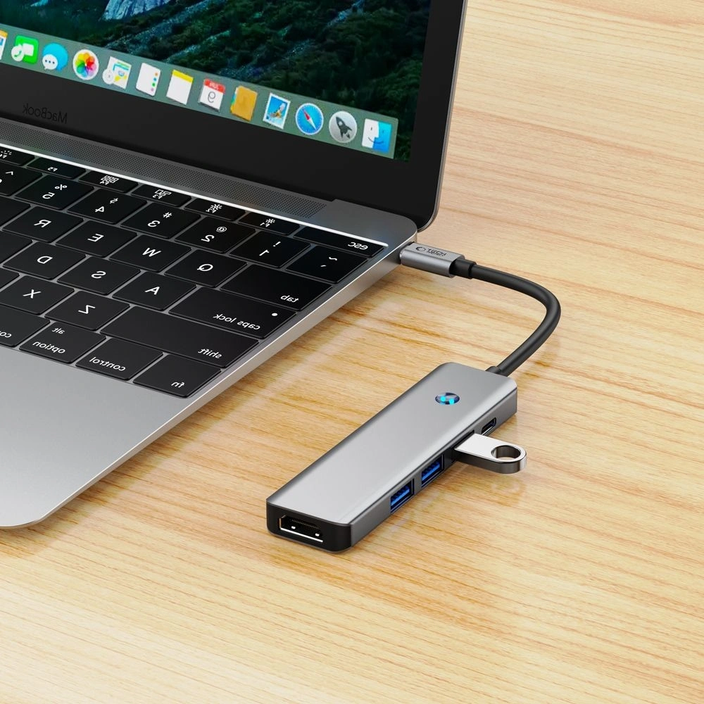 Hurtownia GSM - Adaptér Tech-Protect HB01 HUB 5in1 USB-C + USB-A 3.0 + HDMI 4K60Hz + PD 100W Space Grey - THP3866 - {ean13} - Hurt