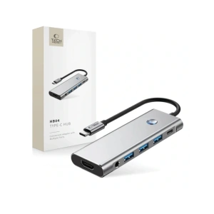 Hurtownia GSM - Tech-Protect HB04 HUB Adapter 9in1 USB-C + USB-A 2.0 + USB-A 3.0 + HDMI 4K60Hz + SD/TF + PD 100W + Jack 3.5mm Space Grey - THP3867 - {ean13} - Hurt