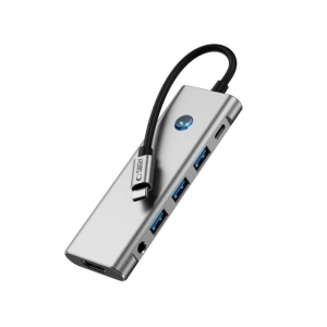 Hurtownia GSM - Tech-Protect HB04 HUB Adapter 9in1 USB-C + USB-A 2.0 + USB-A 3.0 + HDMI 4K60Hz + SD/TF + PD 100W + Jack 3.5mm Space Grey - THP3867 - {ean13} - Hurt