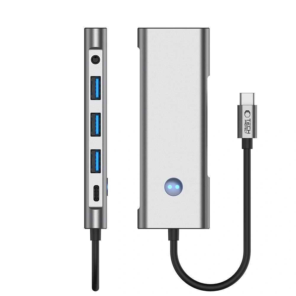 Hurtownia GSM - Adaptér Tech-Protect HB04 HUB 9v1 USB-C + USB-A 2.0 + USB-A 3.0 + HDMI 4K60Hz + SD/TF + PD 100W + Jack 3.5mm Space Grey - THP3867 - {ean13} - Hurt