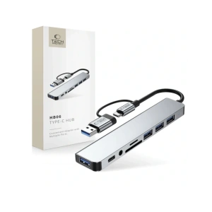 Hurtownia GSM - Tech-Protect HB06 HUB Adapter 9in1 USB-C + USB-A 2.0 + USB-A 3.0 + SD/TF + Jack 3.5mm Weltraum Grau - THP3868 - {ean13} - Hurt