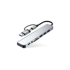Hurtownia GSM - Tech-Protect HB06 HUB Adapter 9in1 USB-C + USB-A 2.0 + USB-A 3.0 + SD/TF + Jack 3.5mm Weltraum Grau - THP3868 - {ean13} - Hurt