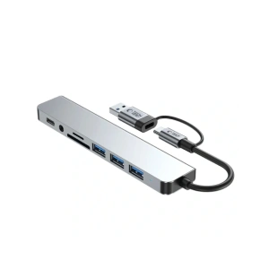 Hurtownia GSM - Tech-Protect HB06 HUB Adapter 9in1 USB-C + USB-A 2.0 + USB-A 3.0 + SD/TF + Jack 3.5mm Weltraum Grau - THP3868 - {ean13} - Hurt