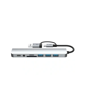 Hurtownia GSM - Tech-Protect HB06 HUB Adapter 9in1 USB-C + USB-A 2.0 + USB-A 3.0 + SD/TF + Jack 3.5mm Weltraum Grau - THP3868 - {ean13} - Hurt