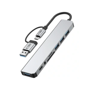 Hurtownia GSM - Tech-Protect HB06 HUB Adapter 9in1 USB-C + USB-A 2.0 + USB-A 3.0 + SD/TF + Jack 3.5mm Weltraum Grau - THP3868 - {ean13} - Hurt