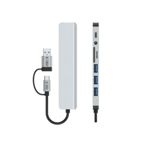 Hurtownia GSM - Tech-Protect HB06 HUB Adapter 9in1 USB-C + USB-A 2.0 + USB-A 3.0 + SD/TF + Jack 3.5mm Weltraum Grau - THP3868 - {ean13} - Hurt