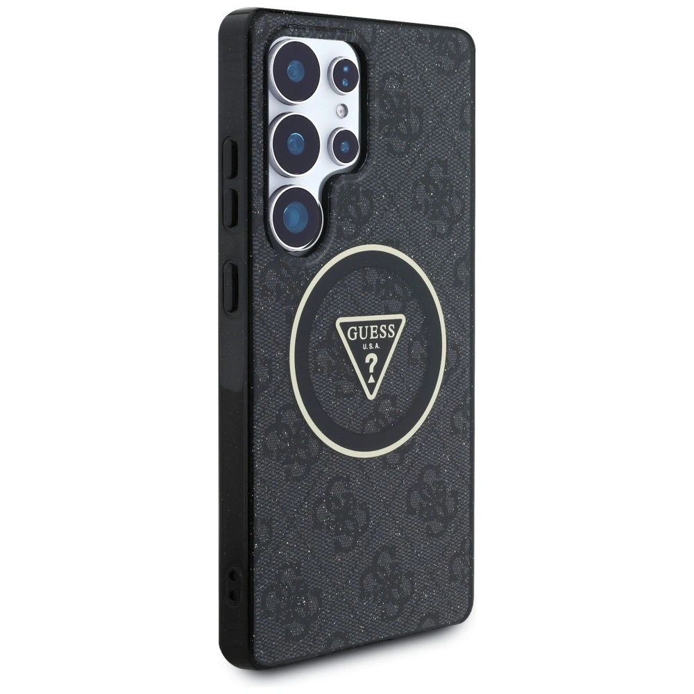 Hurtownia GSM - Etui Guess 4G Glitter Triangle Buttons MagSafe pro Samsung Galaxy S25 Ultra černé - GUE4286 - {ean13} - Hurt