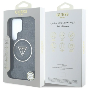 Etui Guess 4G Glitter Triangle Buttons MagSafe do Samsung Galaxy S25 Ultra czarny