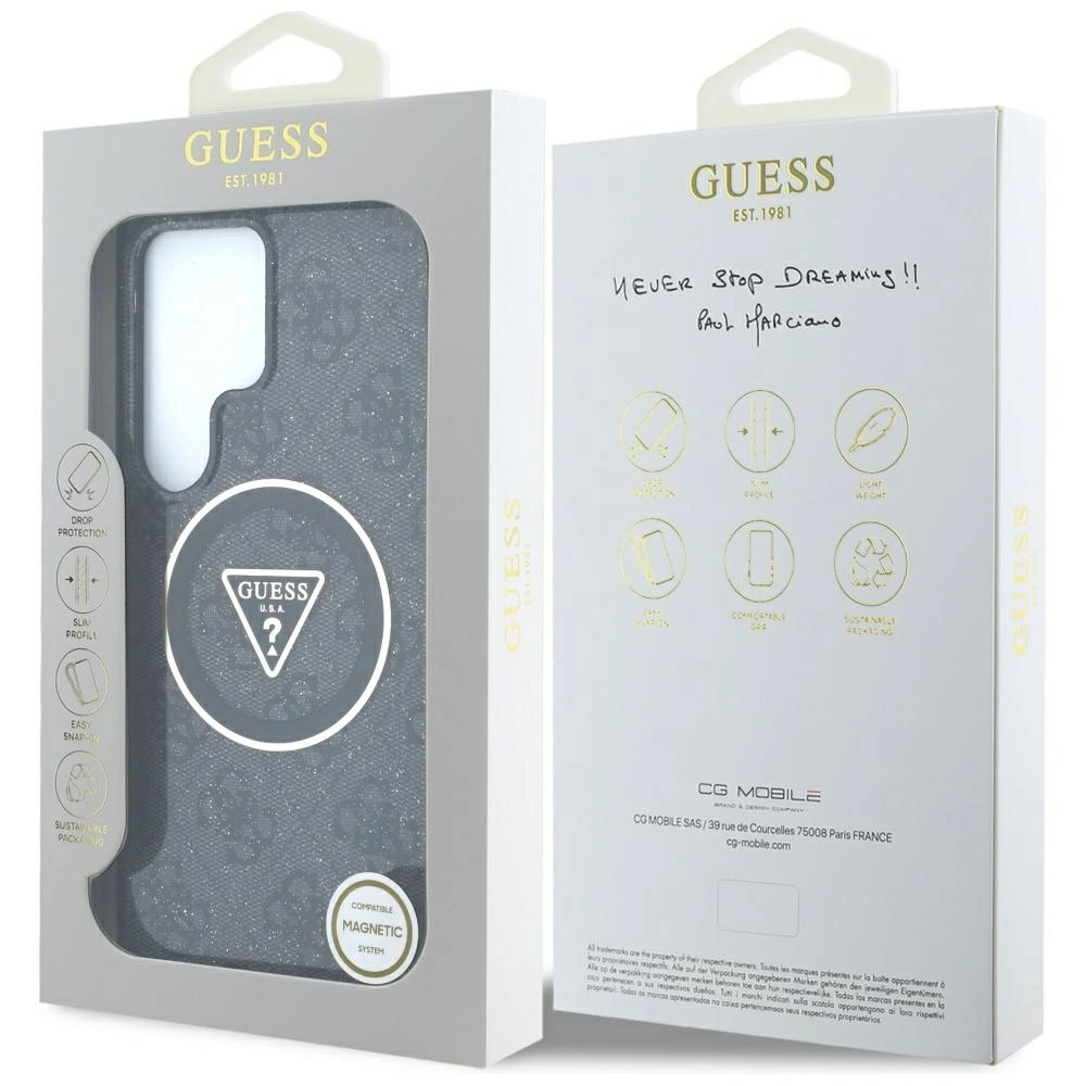 Hurtownia GSM - Guess 4G Glitter Triangle Gombok MagSafe Samsung Galaxy S25 Ultra fekete - GUE4286 - {ean13} - Hurt