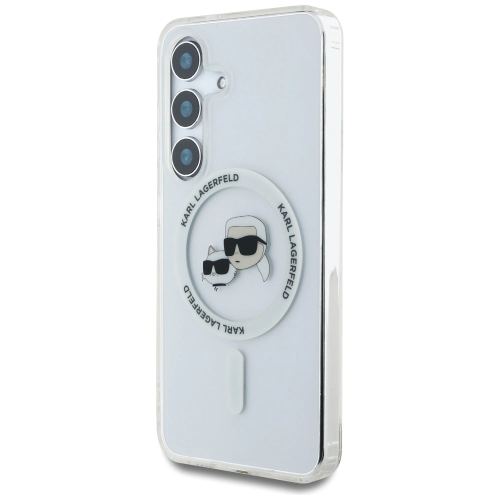 Hurtownia GSM - Karl Lagerfeld Gomb Karl & Choupette Fejek Nyomtatott Logó MagSafe Samsung Galaxy S25+ Plus fehér - KLD21881 - {ean13} - Hurt