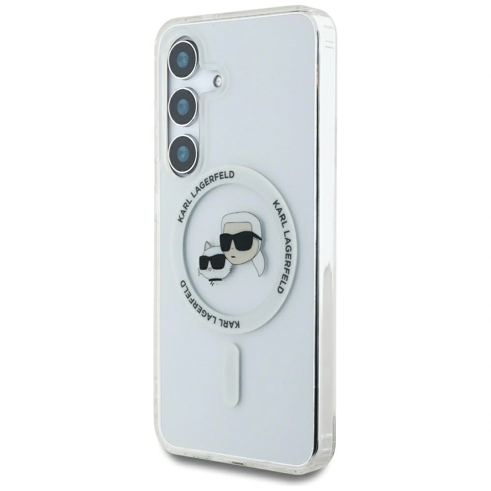 Hurtownia GSM - Karl Lagerfeld Buton Karl & Choupette Capete Tipărite Logo MagSafe Samsung Galaxy S25 alb - KLD21882 - {ean13} - Hurt