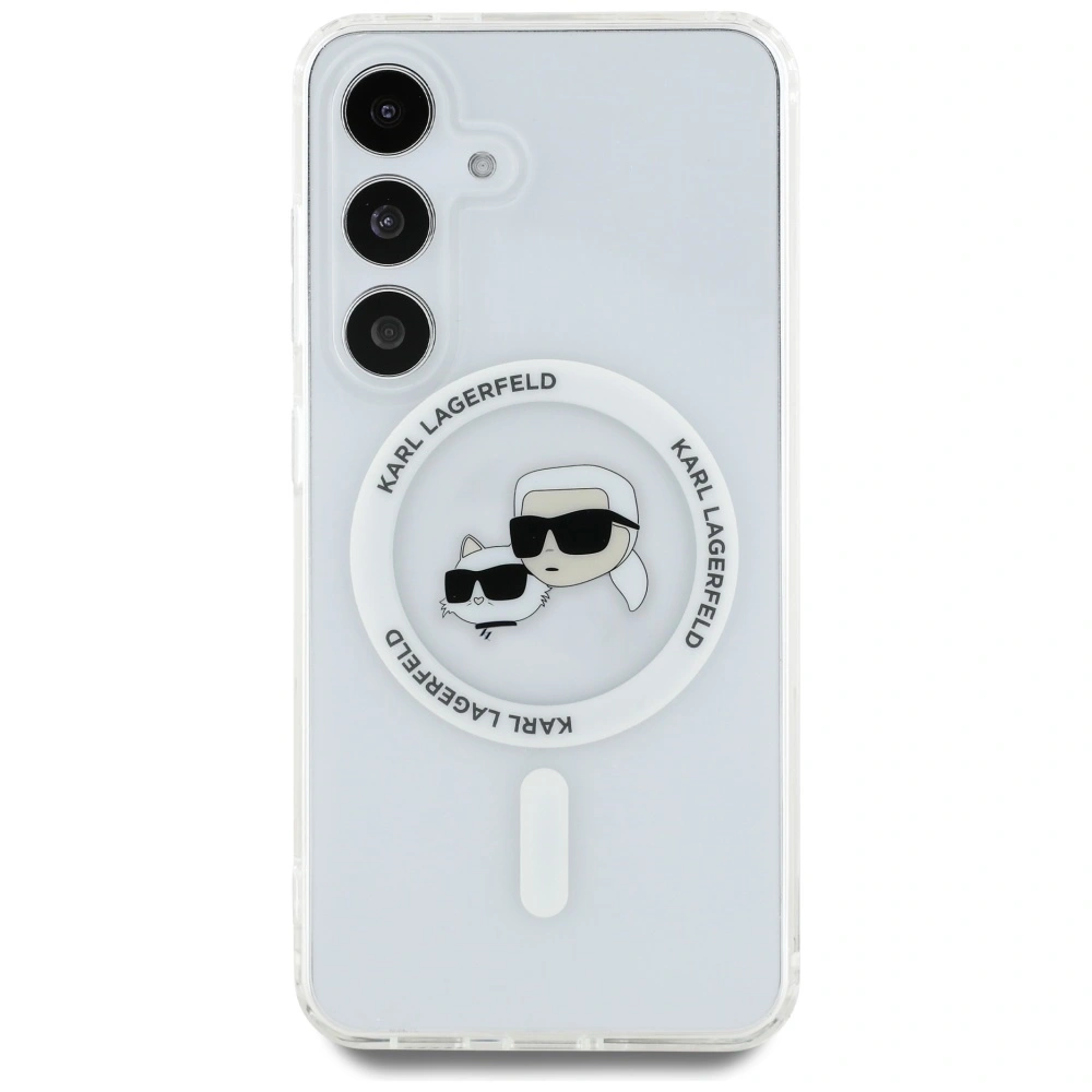 Hurtownia GSM - Karl Lagerfeld Buton Karl & Choupette Capete Tipărite Logo MagSafe Samsung Galaxy S25 alb - KLD21882 - {ean13} - Hurt