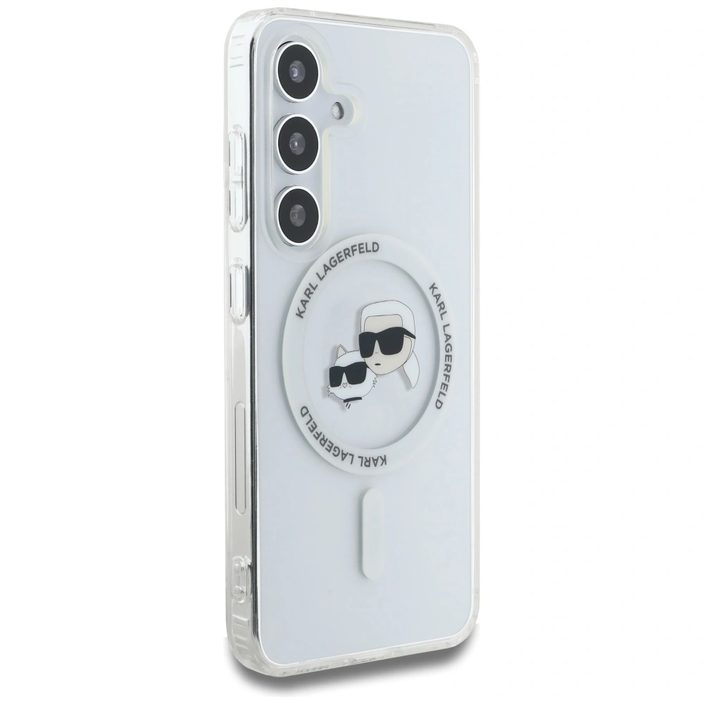 Hurtownia GSM - Karl Lagerfeld Buton Karl & Choupette Capete Tipărite Logo MagSafe Samsung Galaxy S25 alb - KLD21882 - {ean13} - Hurt