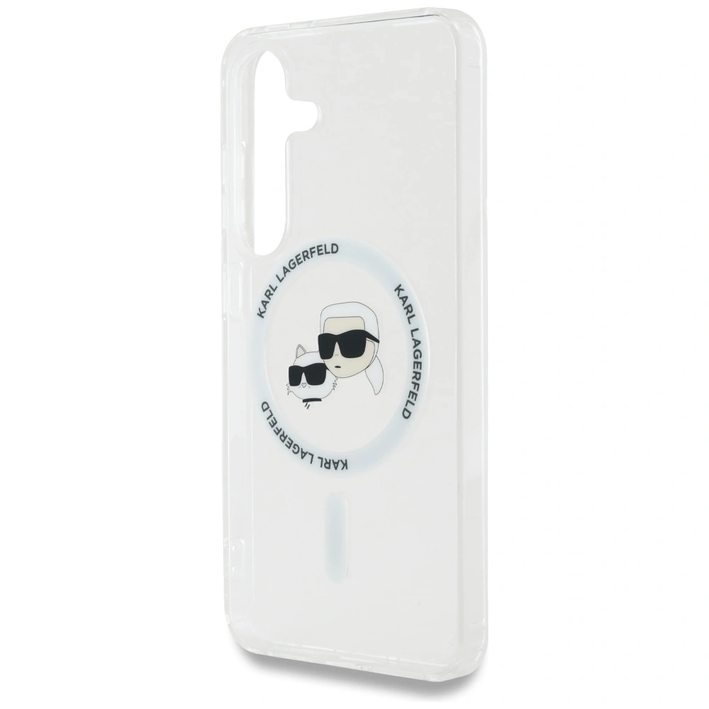 Hurtownia GSM - Karl Lagerfeld Button Karl & Choupette Köpfe Bedrucktes Logo MagSafe Samsung Galaxy S25 weiß - KLD21882 - {ean13} - Hurt