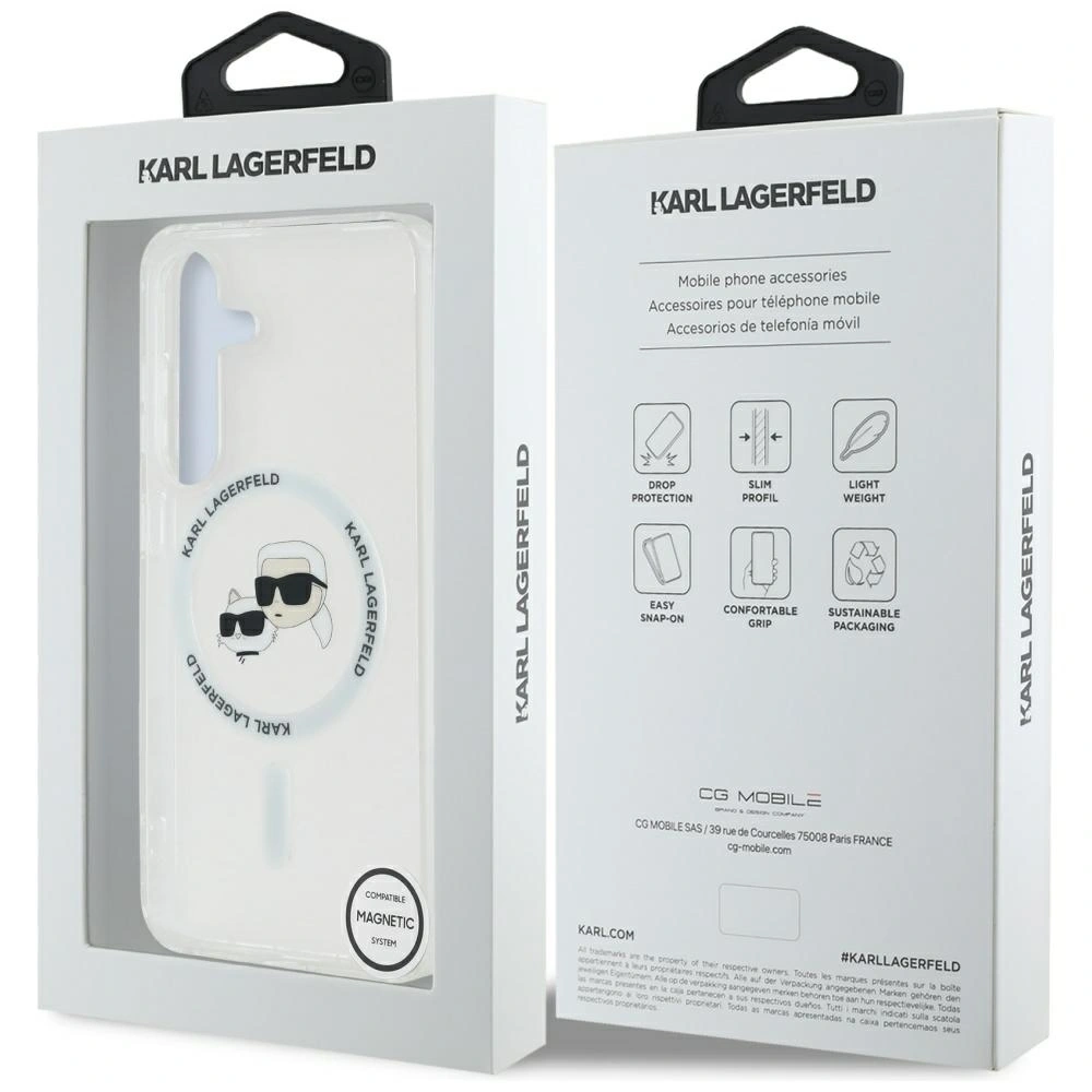 Hurtownia GSM - Karl Lagerfeld Buton Karl & Choupette Capete Tipărite Logo MagSafe Samsung Galaxy S25 alb - KLD21882 - {ean13} - Hurt