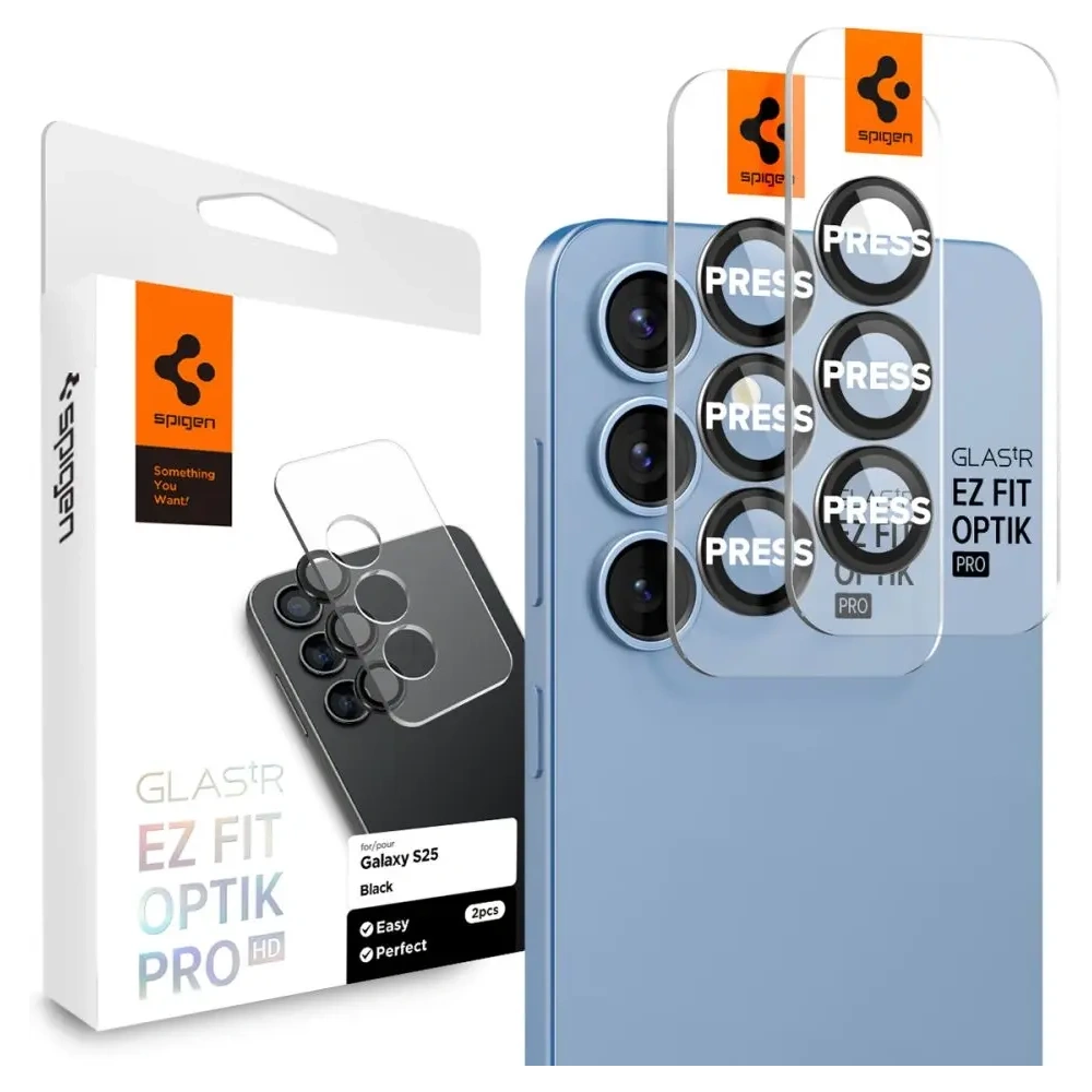 Wholesale Spigen Optik Pro Glas.tr ez Fit Camera Protector Samsung Galaxy S25 Black [2 PACK] - SPN16629 - {ean13} - Hurt