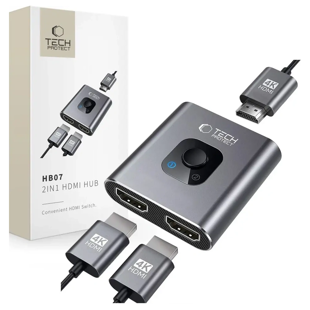 Hurtownia GSM - Tech-Protect HB07 HUB Adapter 2in1 HDMI 4K 60Hz Space Grey - THP3885 - {ean13} - Hurt