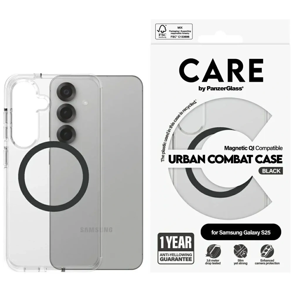 Hurtownia GSM - CARE de PanzerGlass Flagship Urban Combat Black QI Samsung Galaxy S25 transparent - PZG759 - {ean13} - Hurt