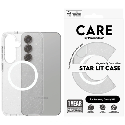 Etui CARE by PanzerGlass Flagship Urban Combat Starlight White QI do Samsung Galaxy S25 przezroczysty