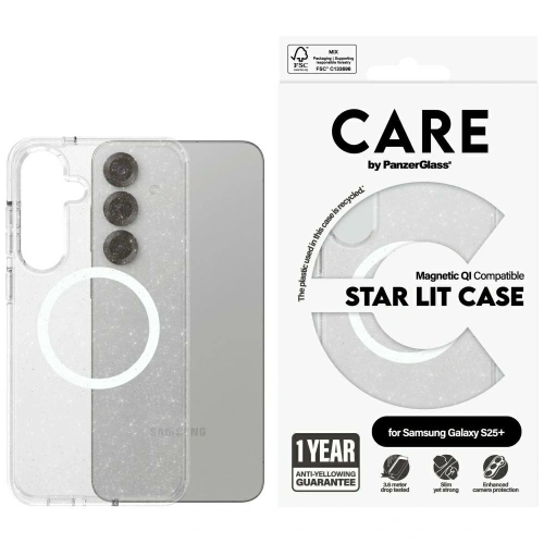 Etui CARE by PanzerGlass Flagship Urban Combat StarLight White QI do Samsung Galaxy S25+ Plus przezroczysty