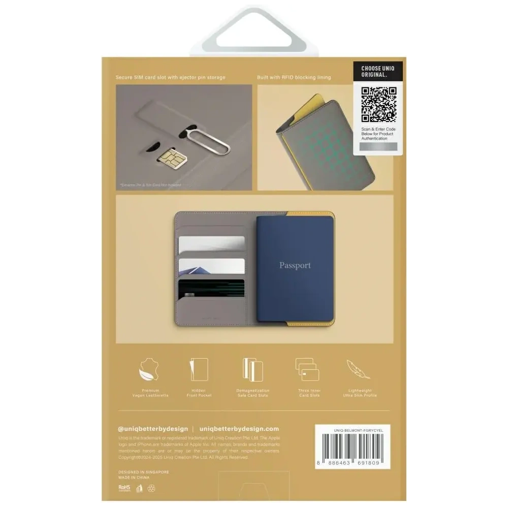 Hurtownia GSM - UNIQ Belmont RFID zár szürke-sárga - UNIQ1440 - {ean13} - Hurt