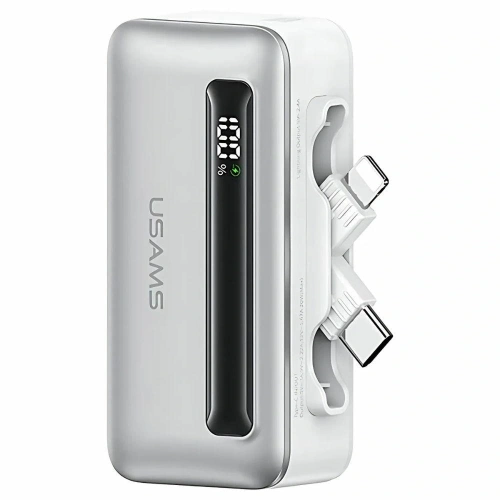 Powerbank USAMS US-CD233 4500mAh USB-C, Lightning 20W PD Fast Charge srebrny/silver