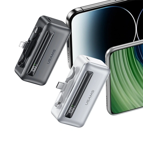 Powerbank USAMS US-CD233 4500mAh USB-C, Lightning 20W PD Fast Charge srebrny/silver