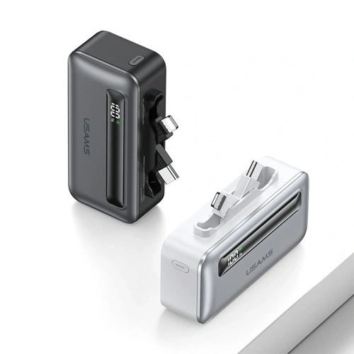 Powerbank USAMS US-CD233 4500mAh USB-C, Lightning 20W PD Fast Charge srebrny/silver