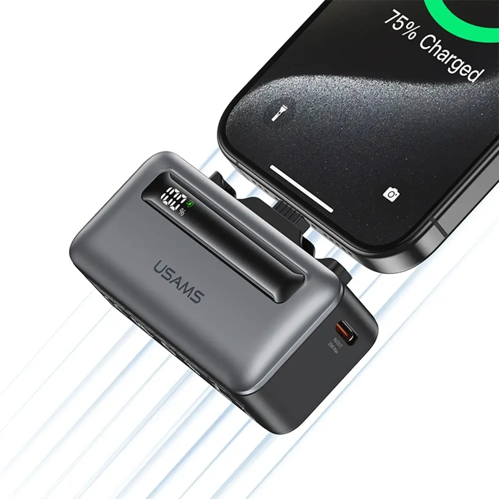 Hurtownia GSM - Powerbank USAMS US-CD233 4500mAh USB-C, Lightning 20W PD Rychlé nabíjení šedý/černý - USA1225 - {ean13} - Hurt