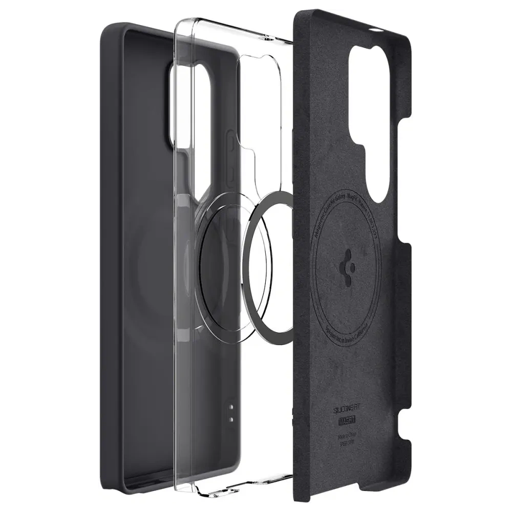 Wholesale Spigen Silicone Fit Mag MagSafe Samsung Galaxy S25 Ultra Black - SPN16639 - {ean13} - Hurt