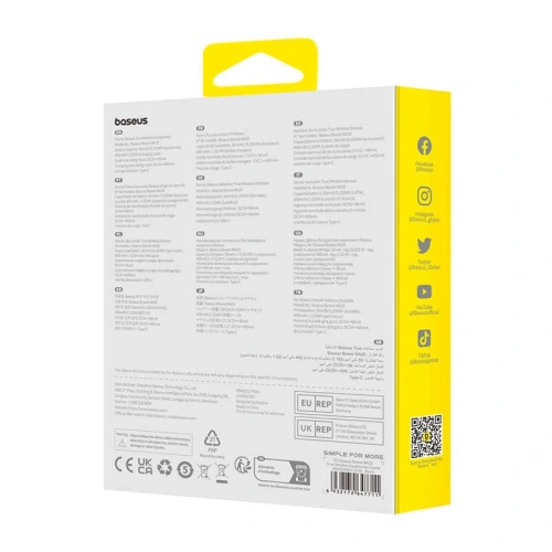 Bezprzewodowe słuchawki dokanałowe TWS Baseus Bowie MA20 ANC Bluetooth 5.3 IPX6 (czarne)