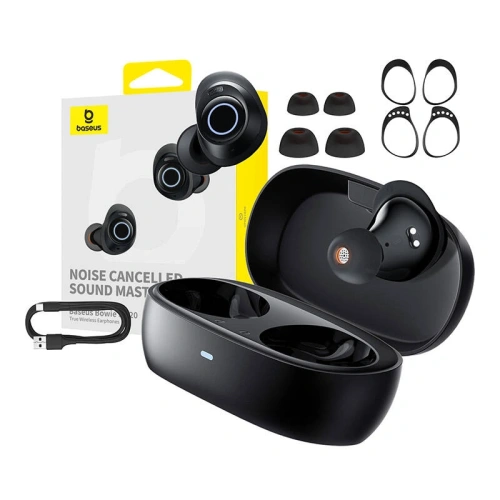 Bezprzewodowe słuchawki dokanałowe TWS Baseus Bowie MA20 ANC Bluetooth 5.3 IPX6 (czarne)