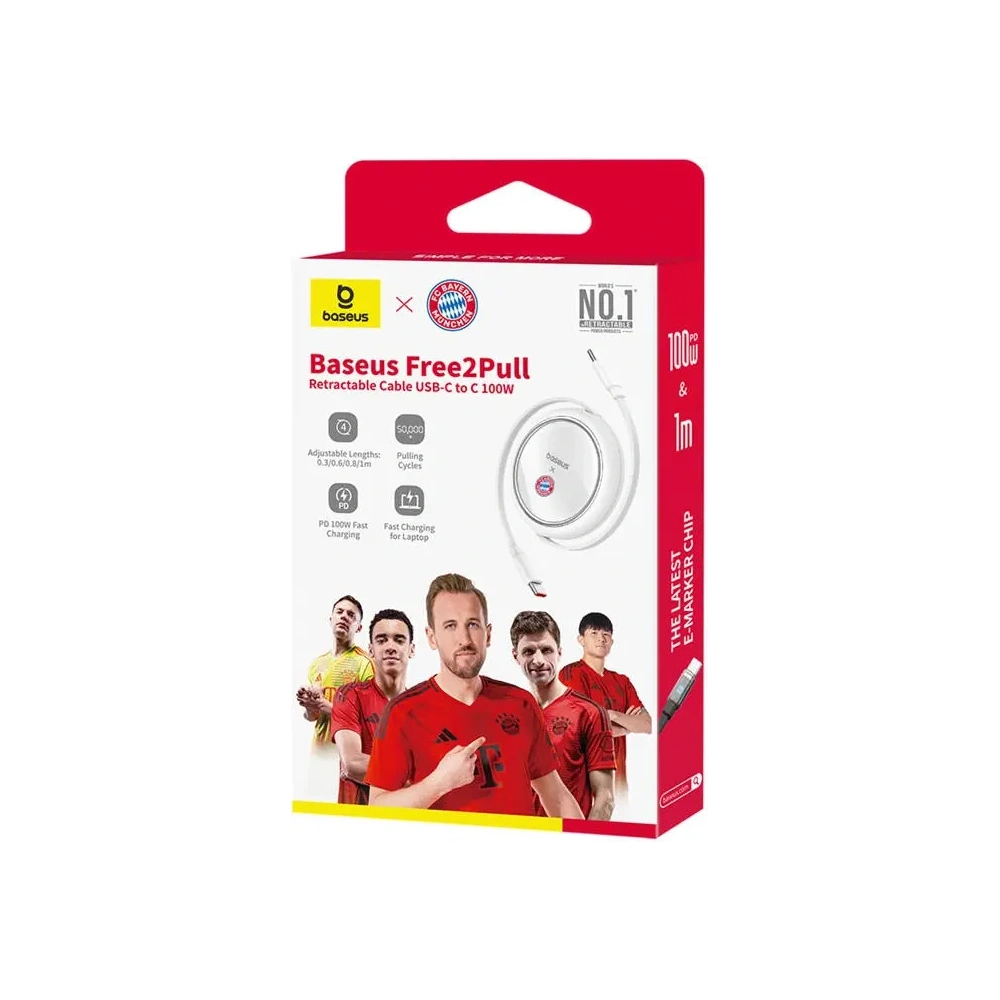 Hurtownia GSM - Kabel do ładowania Baseus USB-C / USB-C 100W Edycja Bayern Monachium (biały) - BSU8931 - {ean13} - Hurt