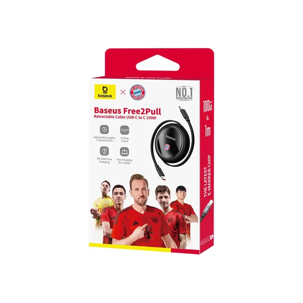 Hurtownia GSM - Kabel do ładowania Baseus USB-C / USB-C 100W Edycja Bayern Monachium (czarny) - BSU8932 - {ean13} - Hurt