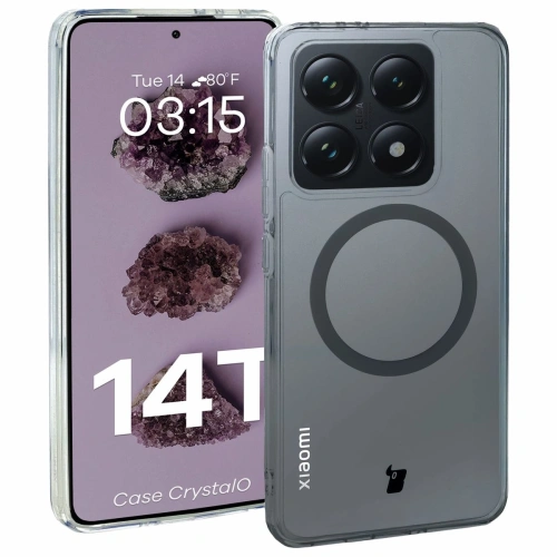 Etui z pierścieniem magnetycznym Bizon Case CrystalO do Xiaomi 14T przezroczyste