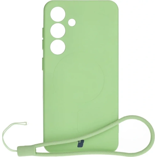 Silikonowe etui z pierścieniem magnetycznym Bizon Case Silicone Magnetic do Samsung Galaxy S25 / Galaxy S24 jasnozielone