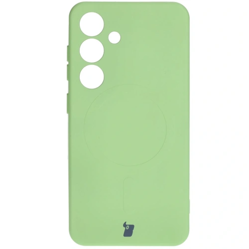 Silikonowe etui z pierścieniem magnetycznym Bizon Case Silicone Magnetic do Samsung Galaxy S25 / Galaxy S24 jasnozielone