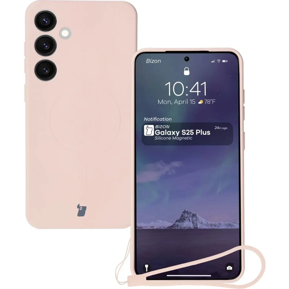 Hurtownia GSM - Silikonový kryt s magnetickým kroužkem Bizon Case Silicone Magnetic pro Samsung Galaxy S25+ Plus / S24+ Plus světle růžový - BIZ8291 - {ean13} - Hurt