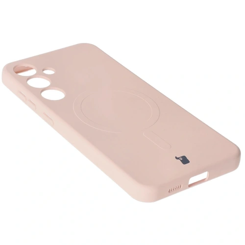 Silikonowe etui z pierścieniem magnetycznym Bizon Case Silicone Magnetic do Samsung Galaxy S25+ Plus / S24+ Plus jasnoróżowe